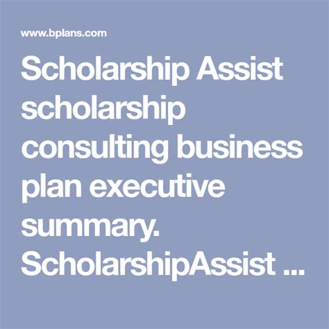Scholarship Consulting Business Plan